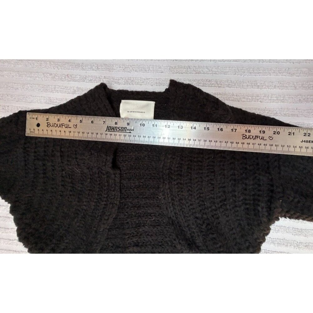 New Anthropologie Rae Cropped Cardigan XS Wool Alpaca Knit Bolero Black $130 - Picture 9 of 9